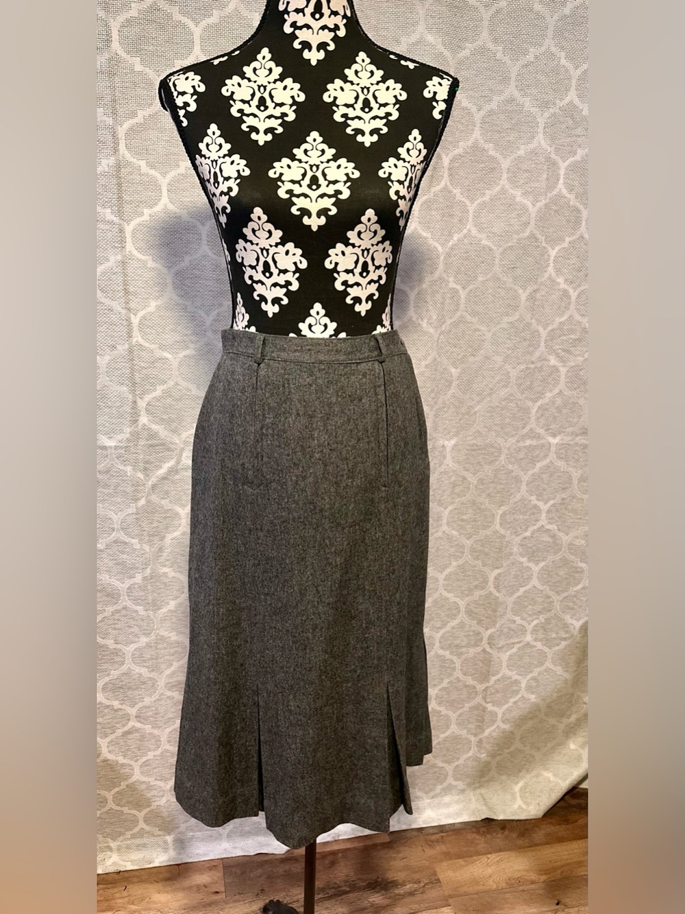 Rare 50s/60s VTG Penney’s Pleated Grey wool blend tailored midi skirt sz 4